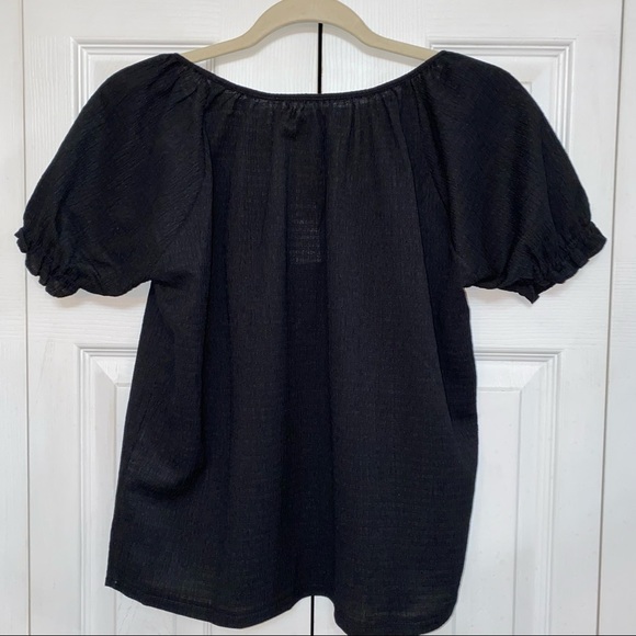 NEW Madewell Texture & Thread Short Sleeve Black Crop Peasant Top Size XS NWT - Picture 4 of 8